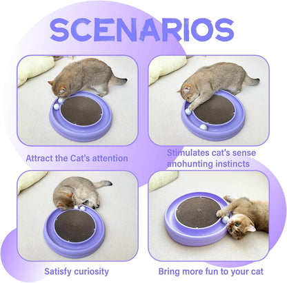 Interactive Cat Ball Track Toy for Indoor Cats, Cat Scratching Board & Exercise Set for Bored