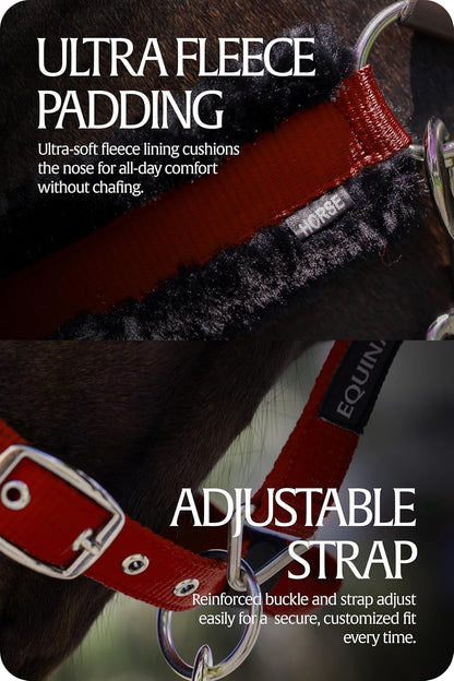 Equinavia Valkyrie Soft Ultra Fleece Padded Adjustable Breakaway Horse Halter - Wine Red/Black