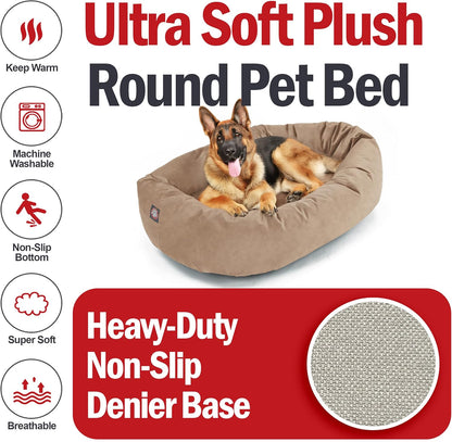Majestic Pet 52 Inch Suede Calming Dog Bed Washable 52x35x11 (Inch) – Cozy Soft Round Donut Dog Bed