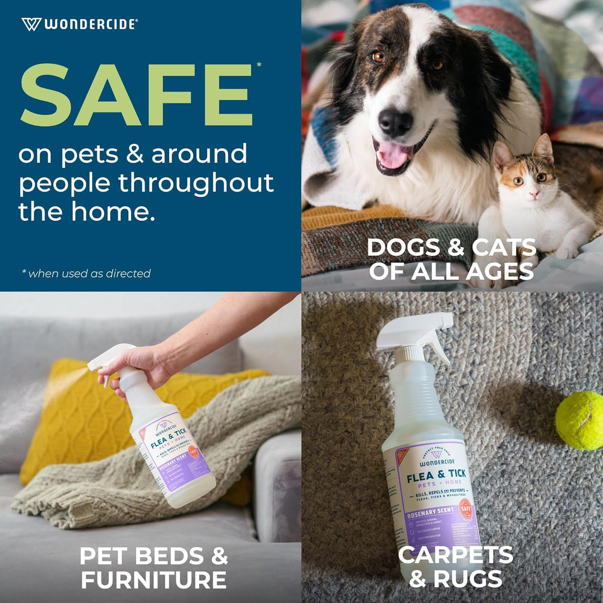 Wondercide - Flea, Tick & Mosquito Spray for Dogs, Cats, and Home - Flea and Tick Killer, Control