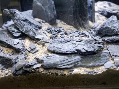 Natural Slate Stone 5 to 7 Inches - USA Sourced and Packaged for Aquascaping Aquariums, Terrariums