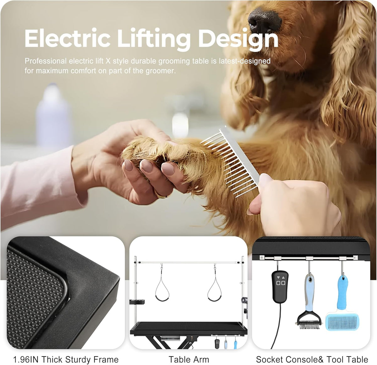 Electric Pet Grooming Table for Large Dogs - Professional Heavy Duty Height Adjustable Pet Grooming