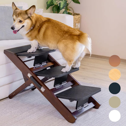 Dog Steps for Bed & Couch 2-in-1 Dog Stairs/Ramp - Height Adjustable Dog Ramp for Couch 7” - 20”