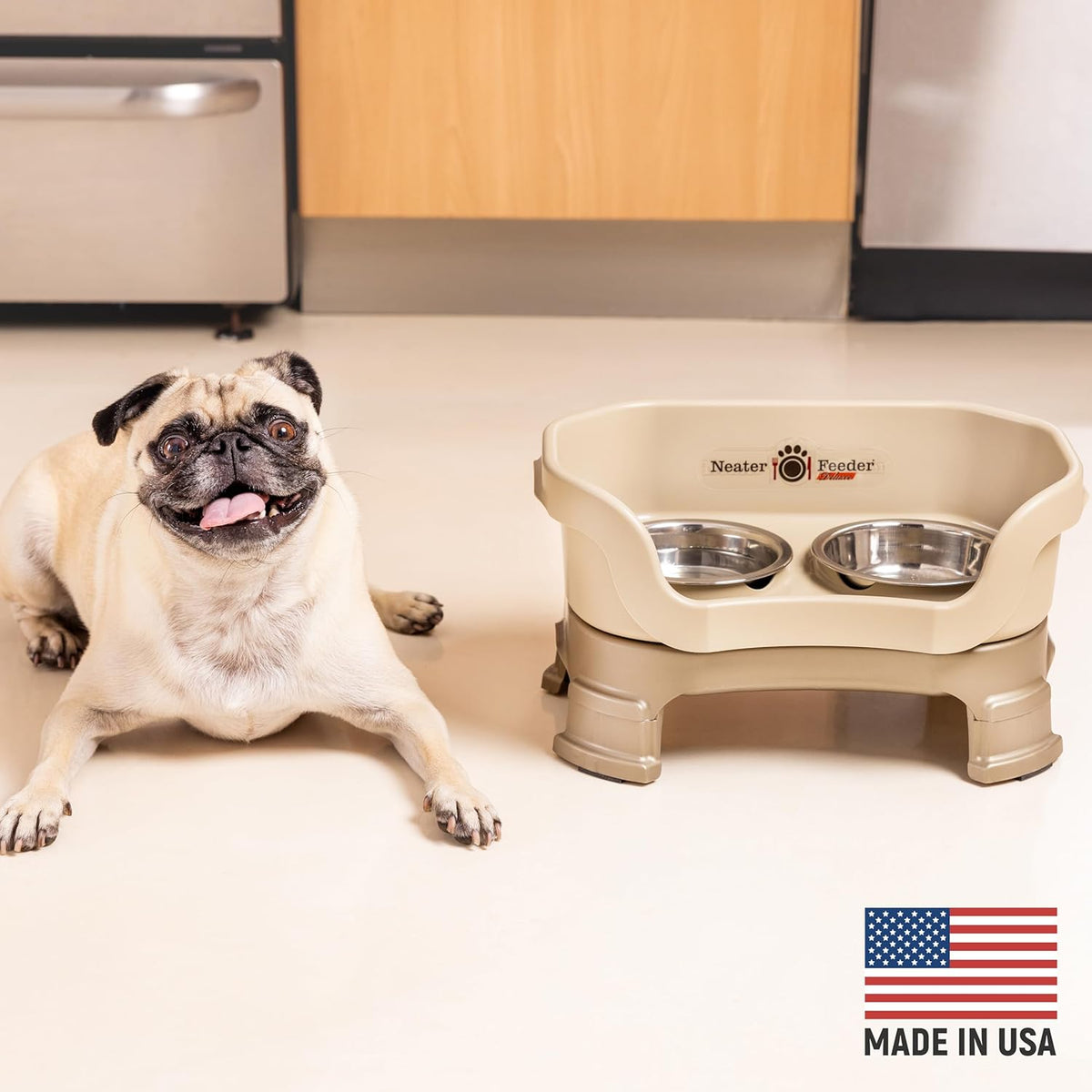 Neater Feeder Deluxe Mess Proof Dog Bowls Elevated for Small Breeds – Made in USA – No Spill Raised