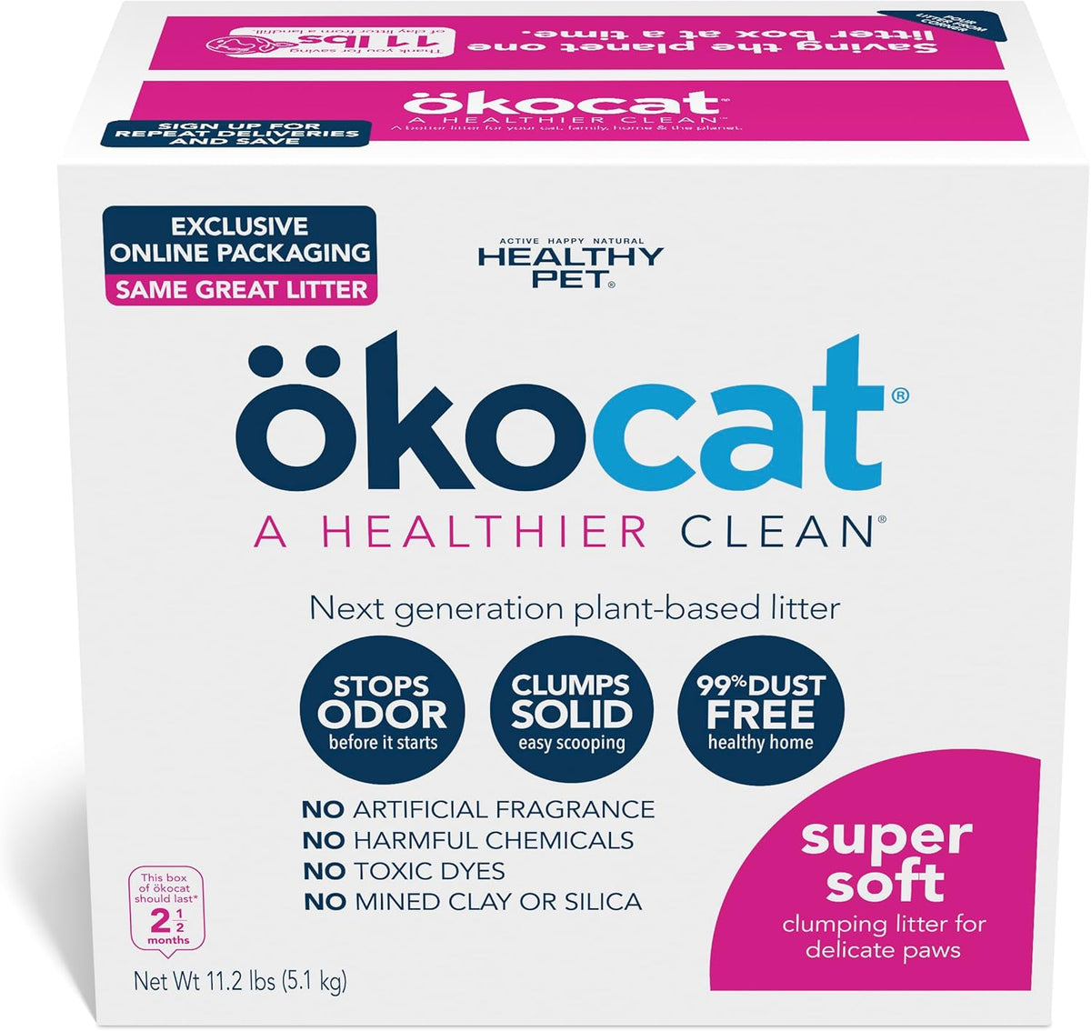 ökocat Super Soft Wood Clumping Cat Litter, Unscented,11.2 pounds - Natural Ingredients, Stops