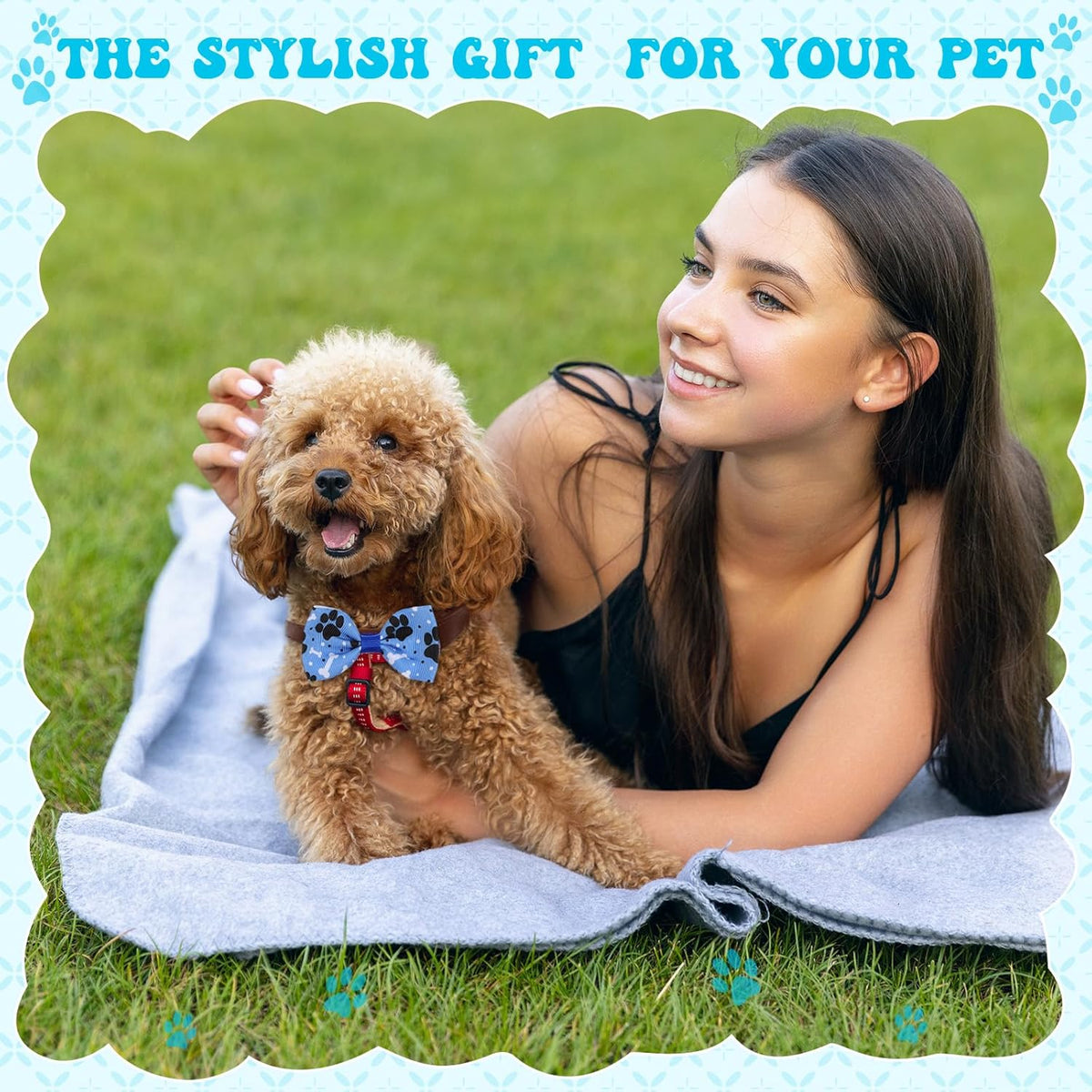 Reginary 50 Pieces Dog Bow Ties Pet Collar Bow Puppy Collar Attachment with Rubber Bands for Small