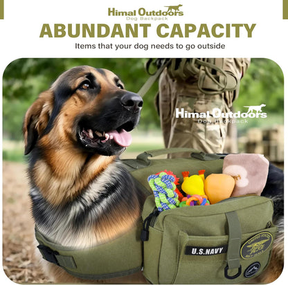 Himal Outdoors Dog Backpack & Saddle Bag, Tactical Hiking Backpack for Large Dogs with Side Pockets