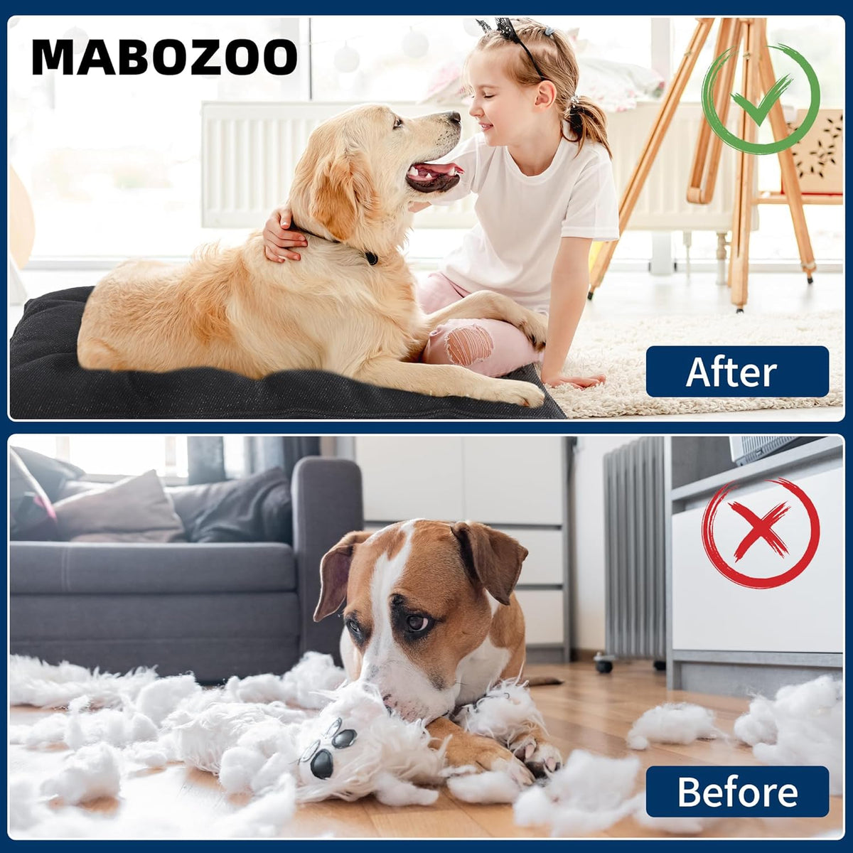 MABOZOO Chew Proof Indestructible Dog Beds for Aggressive Chewers,Durable Dog Crate Pad,Washable