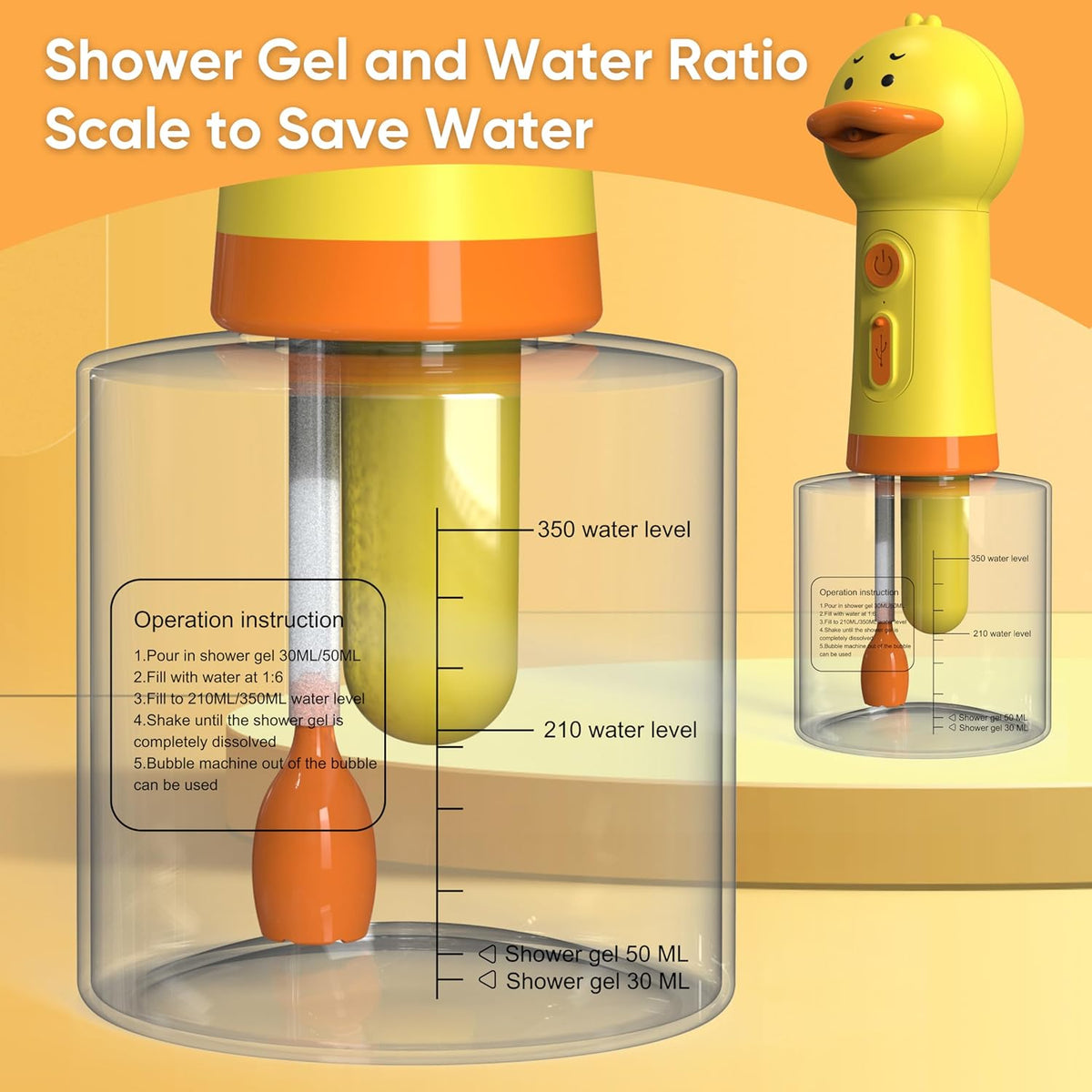 Electric Dog Shampoo Dispenser Dog Shampoo Sprayer Duck Shampoo Foamer for Pet, Foaming Soap