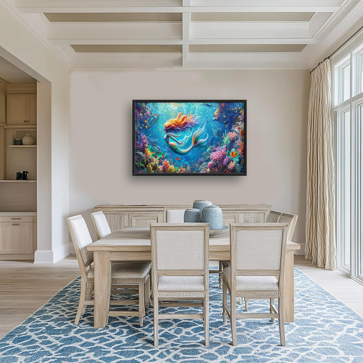 Quorin Mermaid Large Wall Art Sea Ocean Mermaid Pictures Colorful Undersea Wall Decor Canvas Print
