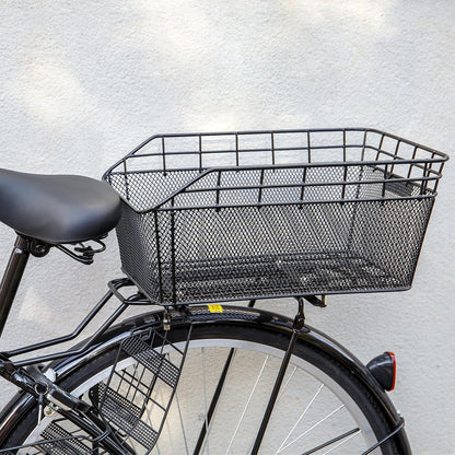 Rear Bike Basket - Large Bicycle Rear Basket with Cargo Net and Waterproof Cover, Wire Bike Baskets