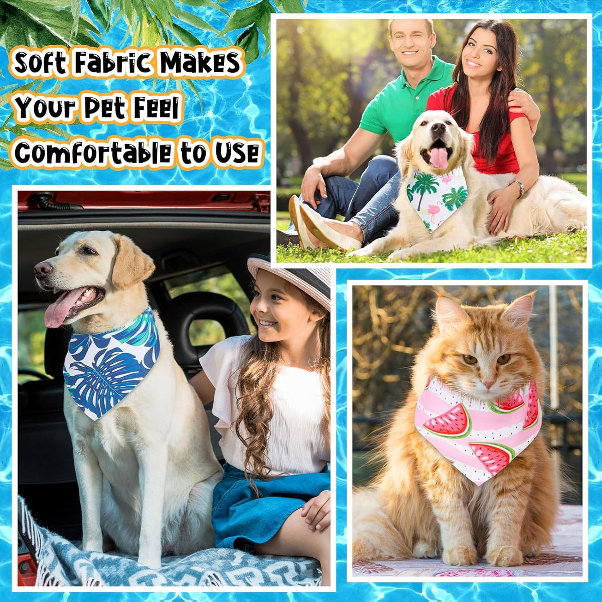 Reginary 72 Pack Summer Bandanas - Triangle Scarf Bibs for Dogs - Adjustable Dog Bandana for Pet
