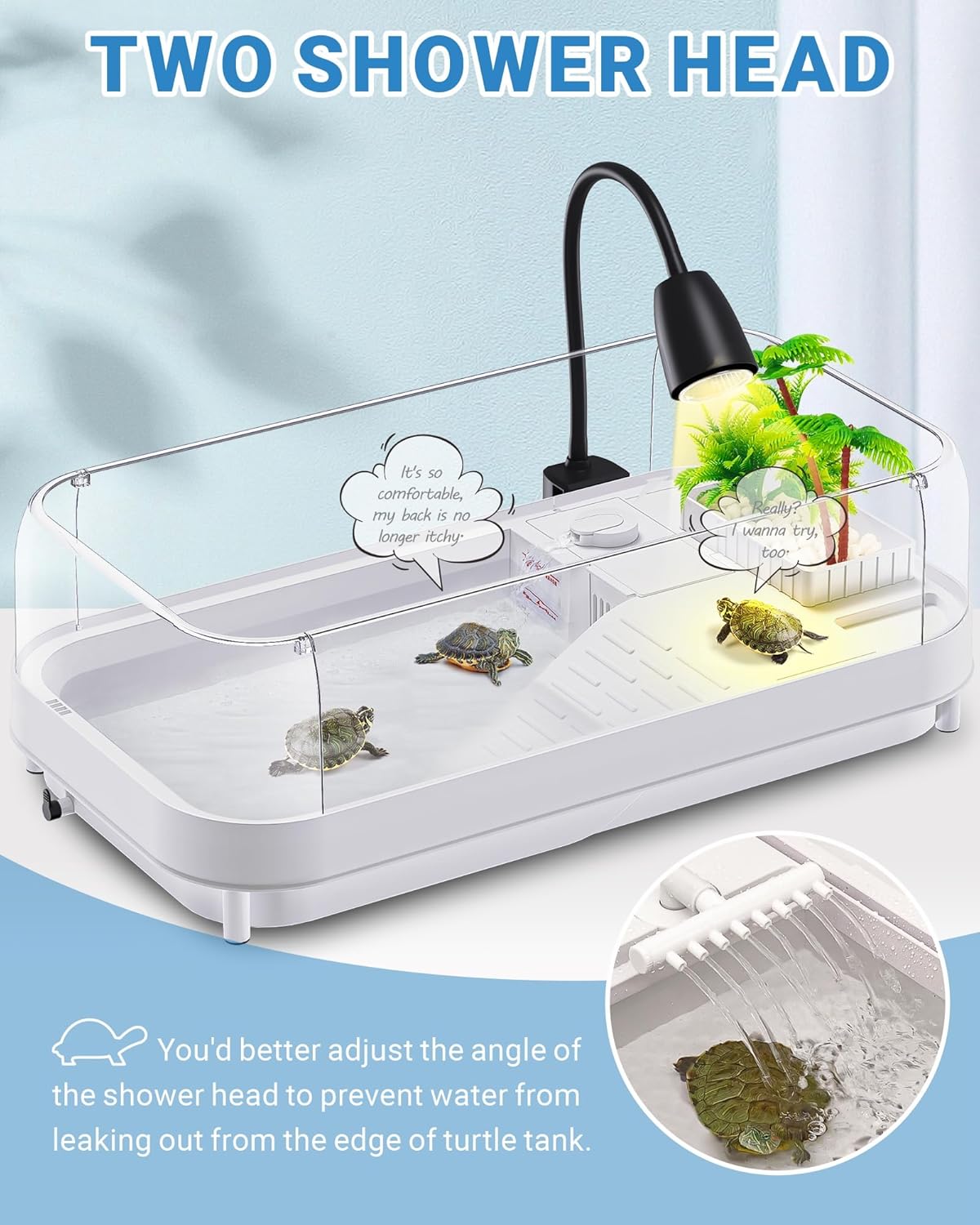 Large Turtle Tank Kit (Tank + Lamp + Filter), Acrylic Turtle Tank Starter Kit, Tank Aquarium with