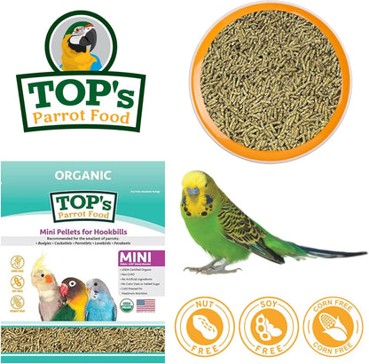 TOP's Parrot Food Mini Pellets Bird Food for Budgies, Cockatiels, Parrotlets, Lovebirds, Parakeets