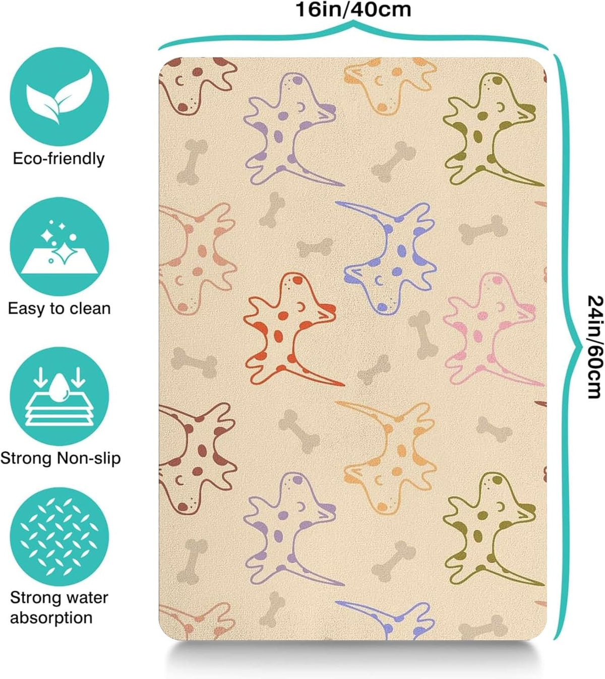 Pet Feeding Mat for Floors Waterproof Dog Mat for Food and Water Absorbent Quick Dry Non Slip mat
