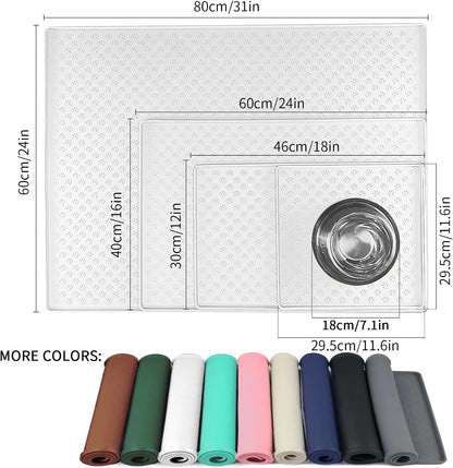 Ptlom Pet Placemat for Dog and Cat, Waterproof Silicone Pet Feeding Bowl Mats for Food and Water