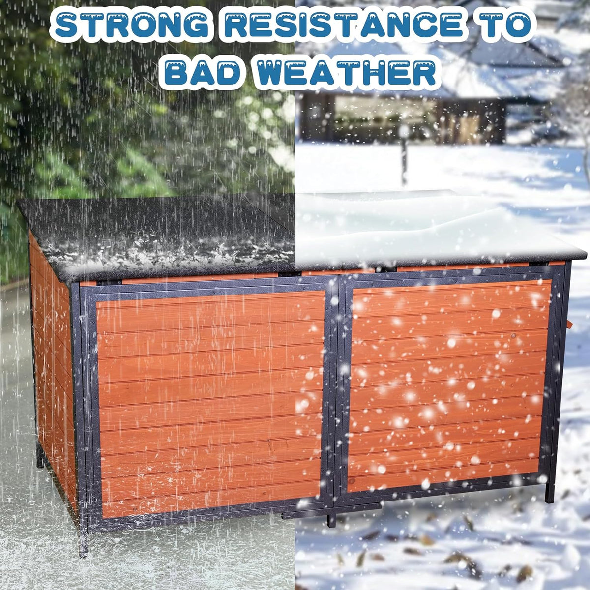 Extra Large Dog House Outdoor 59.1" L Outside Insulated Dog Kennel Weatherproof Winter, 6 Sides