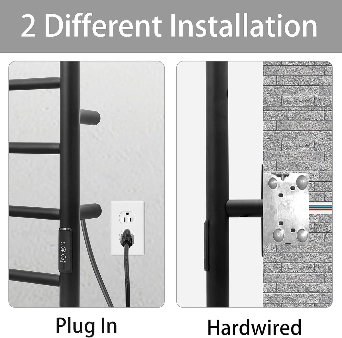 KEG Towel Warmer Wall Mounted with Built-in Timer 8 Bars Electric Stainless Steel Heated Towel