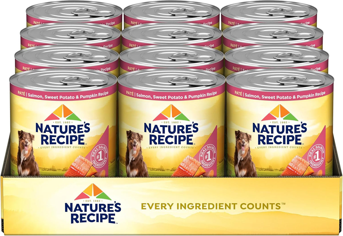 Nature's Recipe Grain Free Salmon, Sweet Potato, and Pumpkin Recipe Wet Dog Food, 13 oz. Can, 12