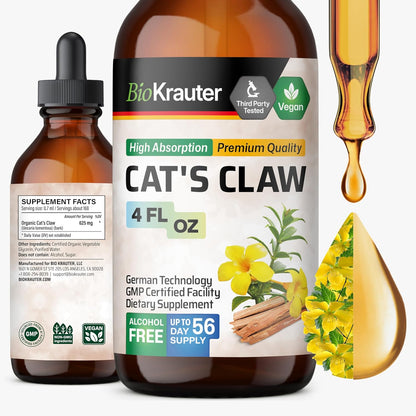 BIO KRAUTER Cats Claw Tincture - Liquid Cats Claw Herb for Immune Support - Alcohol & Sugar Free