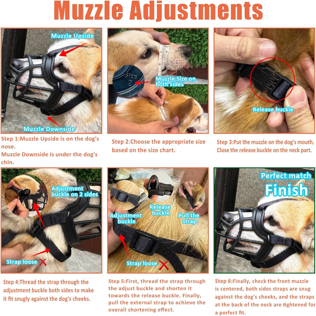 Dog Muzzle – Lightweight Breathable Basket Muzzle, Anti-Biting & Chewing, Adjustable Fit for Small