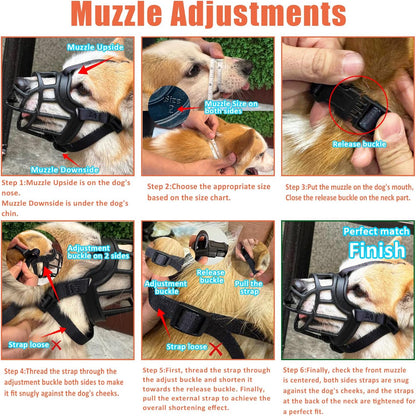 Dog Muzzle – Lightweight Breathable Basket Muzzle, Anti-Biting & Chewing, Adjustable Fit for Small