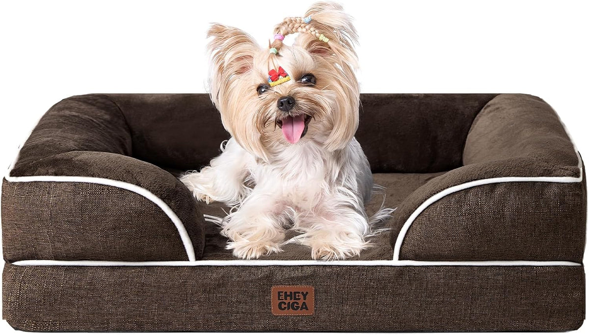 EHEYCIGA Orthopedic Dog Bed for Small Dogs, Waterproof Memory Foam Small Dog Beds with Sides
