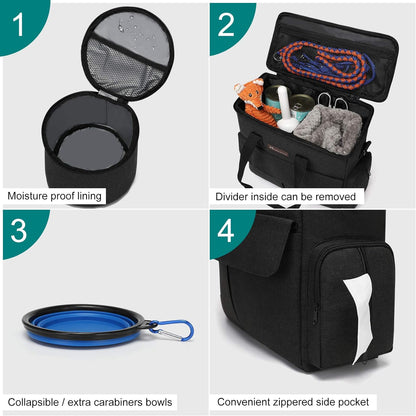Dog Travel Bag by Modoker - Dog Travel Kit for a Weekend Away Set Includes Pet Travel Bag Organizer