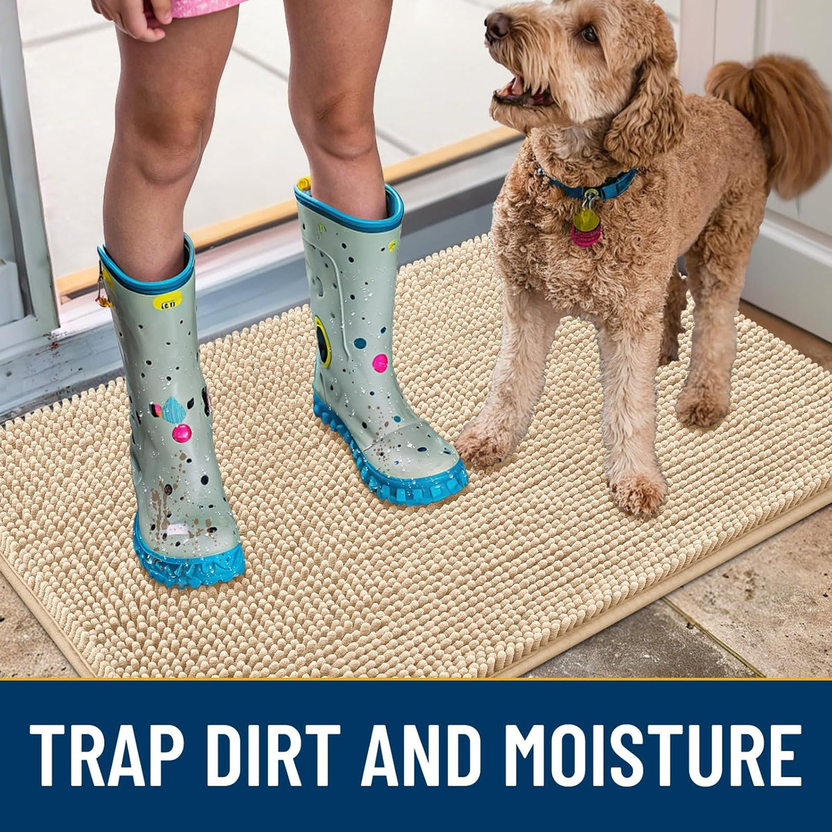 Smiry Dog Door Mat for Muddy Paws 59x20, Absorbs Moisture and Dirt Doormat, Non-Slip Washable Quick