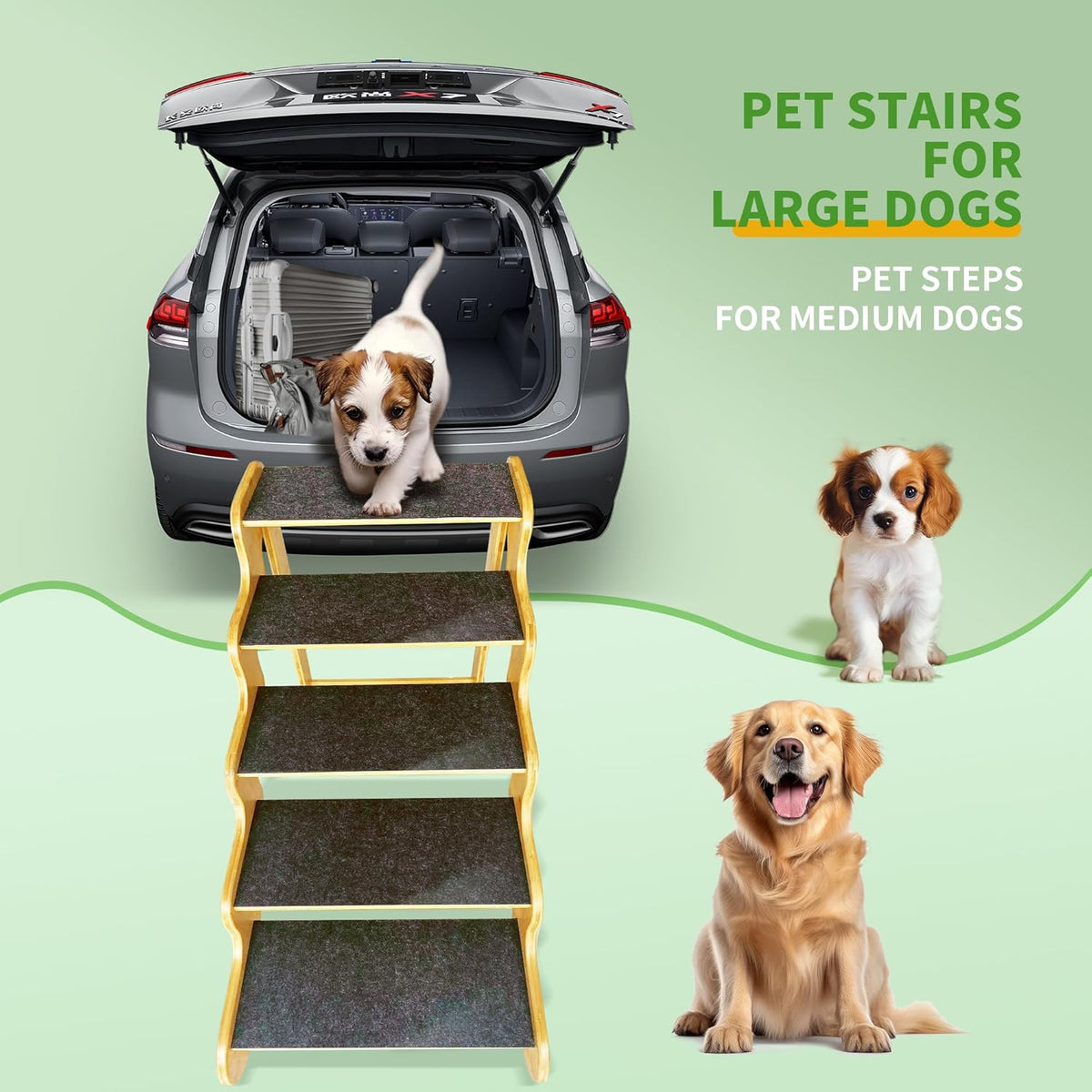 Dog Steps for Bed,24 Inches 5 Step Dog Stairs for Senior Pets to Get On 30 Inches High