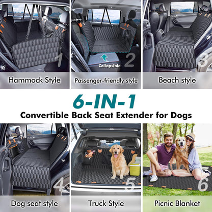 Back Seat Extender for Dogs-Supports 400lb,Waterproof Dog Car Seat Cover Hard