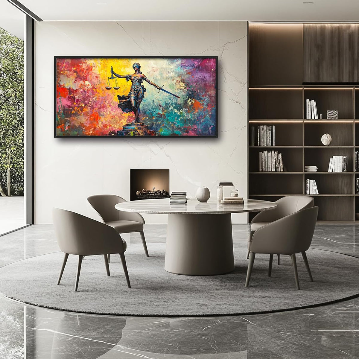 Extra Large Lady Justice Framed Wall Art for Living Room,Oversized Scales of Justice Pictures Wall