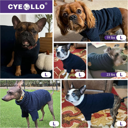 cyeollo Dog Sweaters for Small Dogs Boy, Pullover Turtleneck for Dogs Male, Knitted Doggy Fall