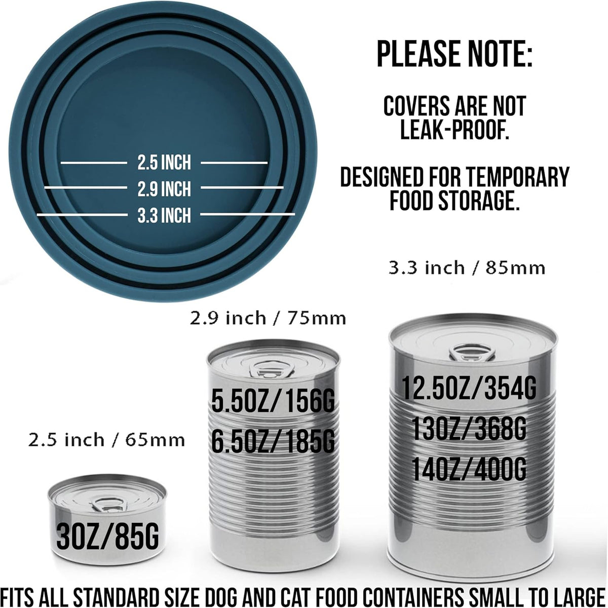 OHMO 2 Pack Dog Food Can Lids, (3,12, 14oz etc.) Universal Size BPA Free Silicone Covers for Cat