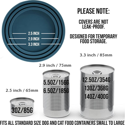 OHMO 2 Pack Dog Food Can Lids, (3,12, 14oz etc.) Universal Size BPA Free Silicone Covers for Cat