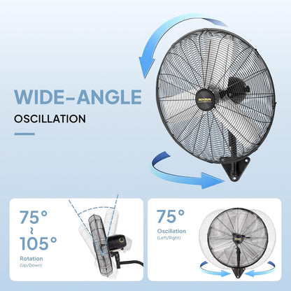 ROVSUN 20 Inch Industrial Wall Mounted Fan, High Velocity Waterproof Wall Mount Fan, Max 4710 CFM
