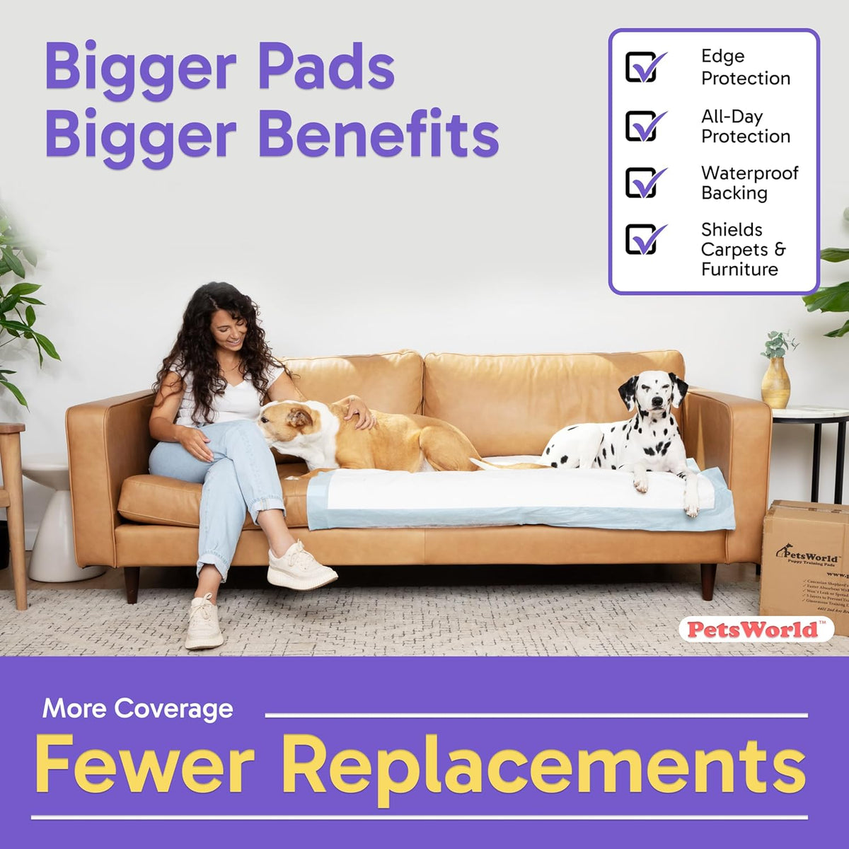PETSWORLD Enormous Dog Training & Potty Pads, 37x54 inch - Tear Resistant with Strong Leak-Proof