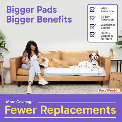 PETSWORLD Enormous Dog Training & Potty Pads, 37x54 inch - Tear Resistant with Strong Leak-Proof