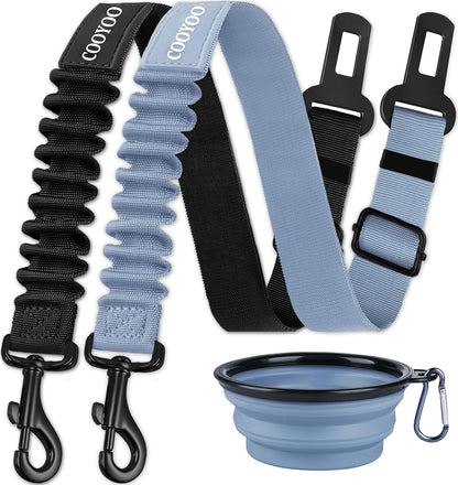 COOYOO Dog Seat Belt,3 Piece Set Retractable Dog Car Adjustable Seatbelts for Vehicle Nylon Pet