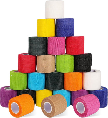24 Pack Self Adhesive Bandage Wrap 2 Inch, Cohesive Medical Tape for Sports, Elastic Vet Wrap for