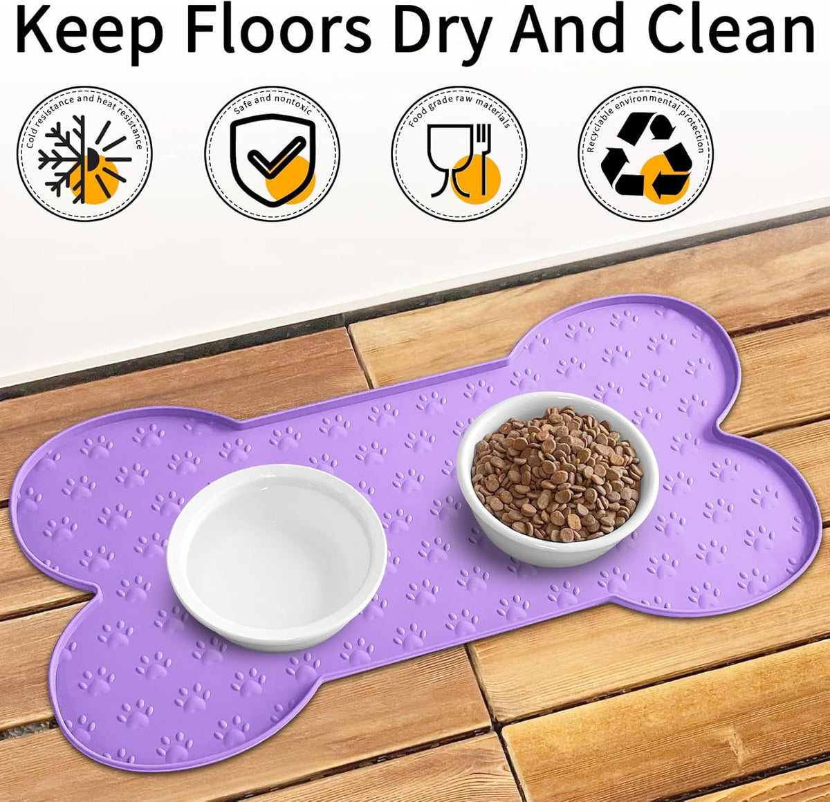 Dog Food Mat Anti-Slip Silicone Dog Bowl Mat Thicker Pet Placemat Waterproof Cat Feeder Pad with