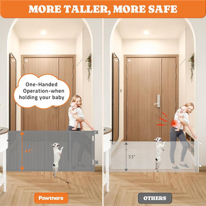 Upgrade 71" Retractable Baby Gates with Reinforced Strips, 41" Tall Retractable Gate Indoor for
