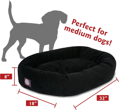 Majestic Pet 32 Inch Suede Calming Dog Bed Washable – Cozy Soft Round Dog Bed with Spine Support