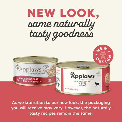 Applaws Natural Wet Cat Food in Broth, Limited Ingredient Canned Wet Cat Food, No Additives, Made
