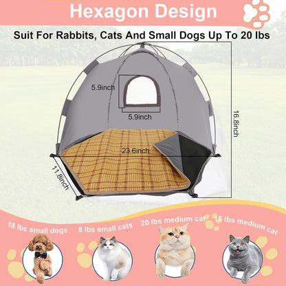 Yanvega Cat Tent Cat Beds for Indoor Cats Pet Supplies, 23.6" × 23.6" × 16.8" Cat Pop Up Tent