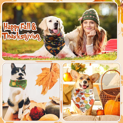 Abbylike 50 Pcs Fall Dog Bandanas Bulk Pet Scarfs Triangle Bibs Adjustable Washable Puppy Kerchief