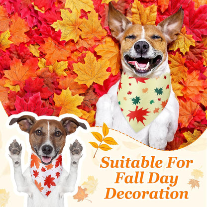 Abbylike 200 Pcs Fall Thanksgiving Dog Bandana Bulk Maple Leaves Bandana for Dogs Triangle Kerchief