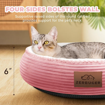 20in Washable Cat Beds for Indoor Cats - Round Donut Pet Bed for Cats, Small Dogs, Puppy, Kitten