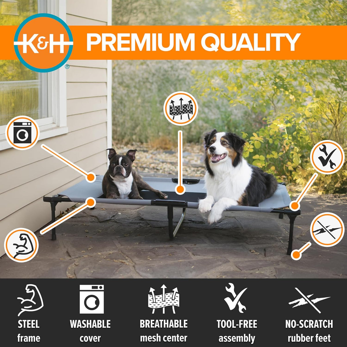 K&H Pet Products Outdoor Elevated Dog Cot, Breathable Cooling Elevated Cot Hammock Pet Bed for XL