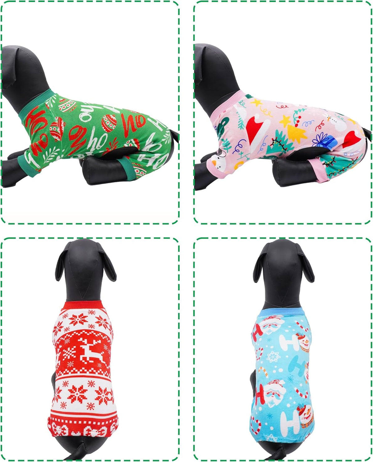 PET SHOW 4 Pack Dog Christmas Pajamas Holiday Dog Clothes for Small Medium Dogs Girl Boy Soft